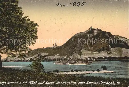 Koenigswinter Rheinpanorama mit Drachenfels Schloss Drachenburg Kat. Koenigswinter