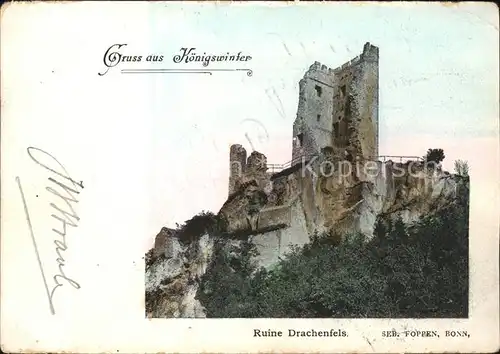 Drachenfels Ruine Kuenstlerkarte Kat. Koenigswinter