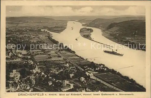 Drachenfels Rhein Panorama Kat. Koenigswinter