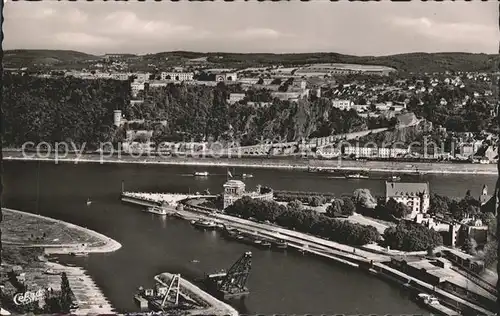 Koblenz Rhein Deutsches Eck und Festung Ehrenbreitstein Kat. Koblenz