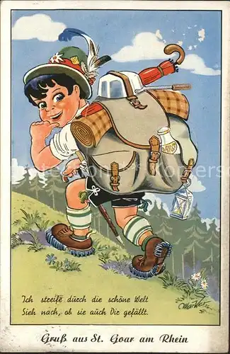 St Goar Kleiner Wanderer Kuenstlerkarte Komik Leporello Kat. Sankt Goar