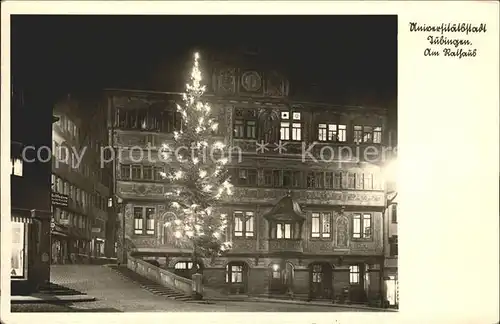 Tuebingen Rathaus bei Nacht Weihnachten Kat. Tuebingen