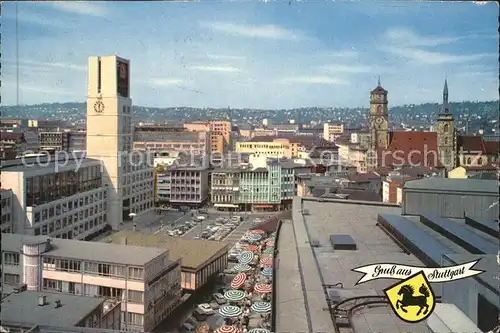 Stuttgart Panorama mit Rathaus und Stiftskirche  Kat. Stuttgart