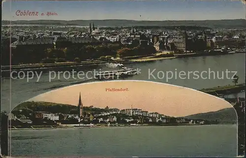 Koblenz Rhein Panorama vom Rhein Pfaffendorf Kat. Koblenz
