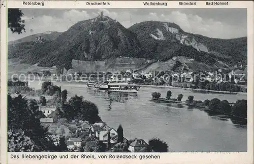 Drachenfels Rheinpanorama vom Rolandseck Kat. Koenigswinter