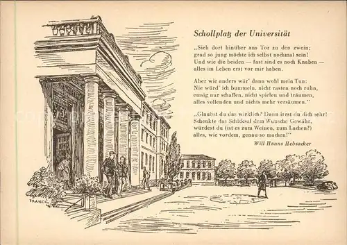 Tuebingen Schlossplatz der Universitaet Kuenstlerkarte Kat. Tuebingen