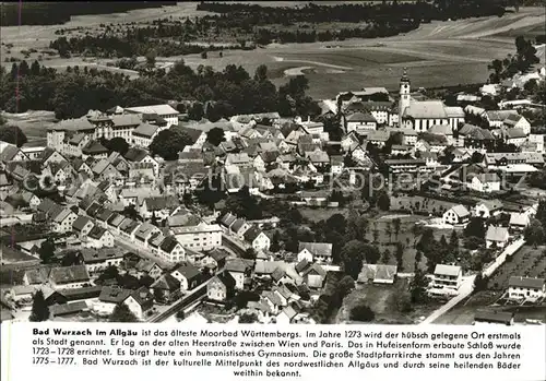 Bad Wurzach Allgaeu Fliegeraufnahme Kat. Bad Wurzach