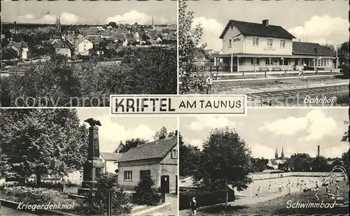 Kriftel Schwimmbad Bahnhof Kriegerdenkmal Kat. Kriftel