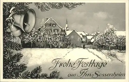 Sossenheim Frohe Festtage Kuenstlerkarte Zeichnung Glocke Kat. Frankfurt am Main