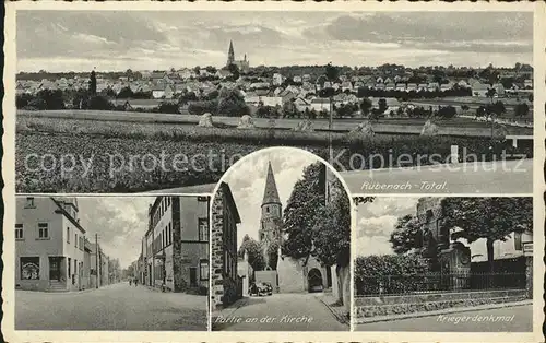 Ruebenach Kriegerdenkmal Kirchenpartie Kat. Koblenz