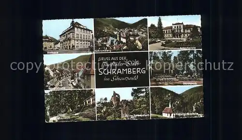 Schramberg Rathaus Ortsblick Schlossplatz Hauptstr Stadtpark Ruine Falkenstein Kapelle Kat. Schramberg