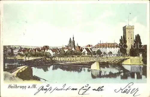 Heilbronn Neckar Stadtblick mit Neckarbruecke Kat. Heilbronn