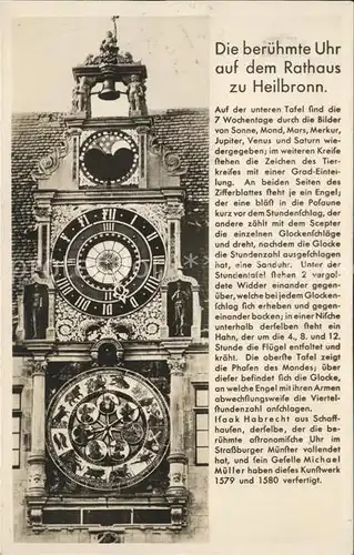 Heilbronn Neckar Rathaus Uhr Kat. Heilbronn