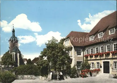 Lauffen Neckar Rathaus mit Regiswindiskirche Kat. Lauffen am Neckar