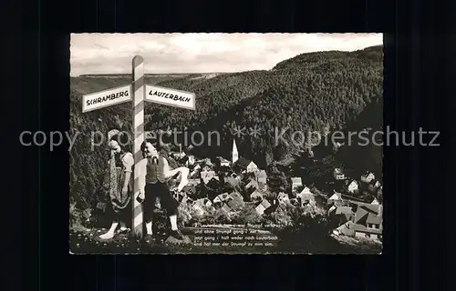 Lauterbach Schwarzwald Ortsansicht mit Wegweiser Kinder Kat. Lauterbach