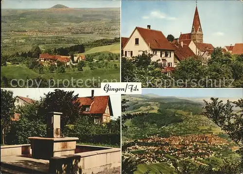 Gingen Fils Panorama Kirche Brunnen Kat. Gingen an der Fils