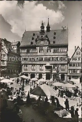 Tuebingen Marktplatz mit Rathaus Kat. Tuebingen