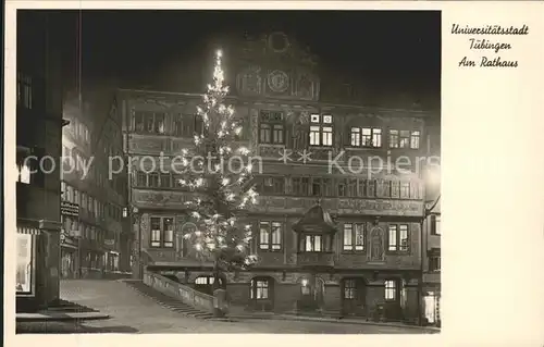 Tuebingen Rathaus bei Nacht Kat. Tuebingen