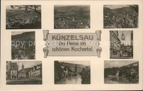 Kuenzelsau Total Kochertal Schnurgasse Rathaus Marktplatz Kocher Kat. Kuenzelsau