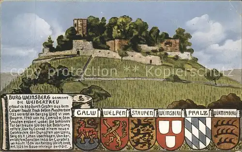 Weinsberg Burg Weibertreu Wappen Kat. Weinsberg