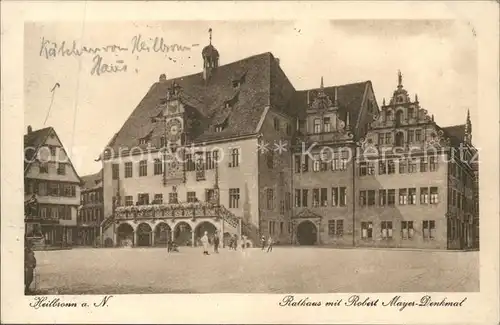 Heilbronn Neckar Rathaus mit Mayer Denkmal Kat. Heilbronn