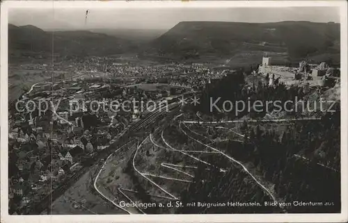 Geislingen Steige Total mit Burgruine Helfenstein Kat. Geislingen an der Steige