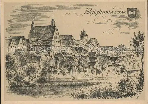 Besigheim Staedtebild Zeichnung Kat. Besigheim