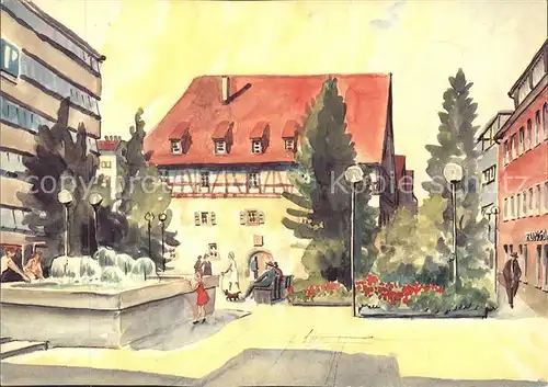 Goeppingen Kleiner Marktplatz Aquarell Kat. Goeppingen