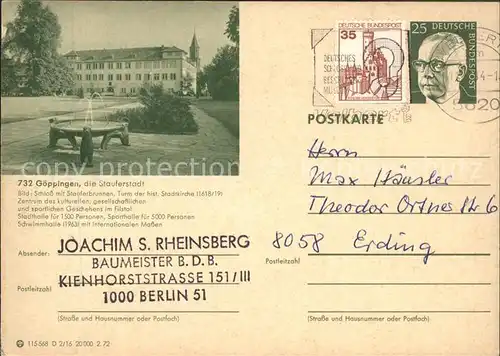 Goeppingen Schloss mit Stauferbrunnen Kat. Goeppingen