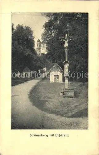 Schoenenberg Untermuenkheim Busskreuz Blick zur Kirche Kat. Untermuenkheim