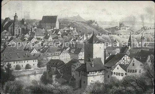 Schwaebisch Hall Blick ueber die Altstadt Turm Kirche Kat. Schwaebisch Hall