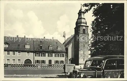 Pirmasens Partie am Exerzierplatz Kirche Automobil Kat. Pirmasens