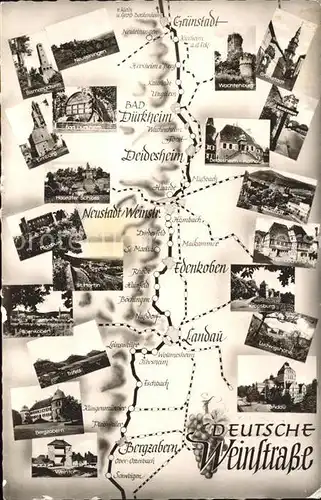 Bad Duerkheim uebersichtskarte Deutsche Weinstrasse Gruenstadt bis Bergzabern Kat. Bad Duerkheim