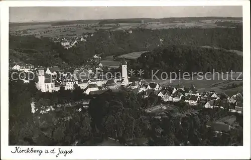 Kirchberg Jagst Blick auf die Altstadt Stadtturm Wahrzeichen Fliegeraufnahme Straehle Bild Nr. 5109 Kat. Kirchberg an der Jagst