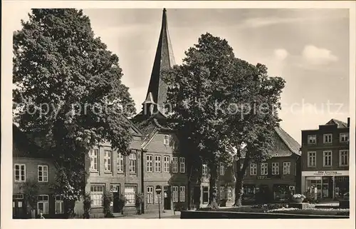 Luetjenburg Holstein Markt und Kirchturm Kat. Luetjenburg