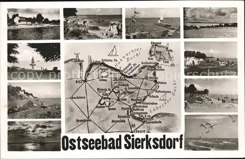 Sierksdorf Strand Kueste Abendstimmung Moewen Landkarte Hohwachter Luebecker Bucht Kat. Sierksdorf