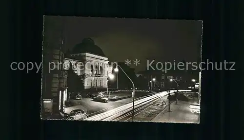 Rendsburg Jungfernstieg bei Nacht mit Stadttheater Kat. Rendsburg