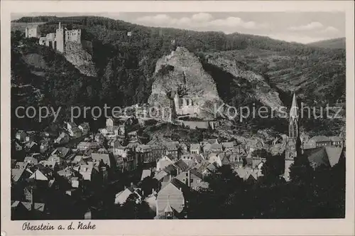 Oberstein Nahe Blick ueber die Stadt Schloss Felsenkirche Kat. Idar Oberstein