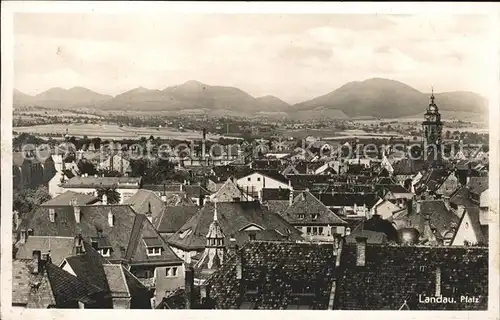 Landau Pfalz Blick ueber die Altstadt Kirche Kat. Landau in der Pfalz