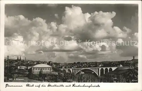Pirmasens Blick auf Stadtmitte mit Hindenburgbruecke Schuhmetropole Kat. Pirmasens