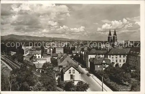 Landau Pfalz Stadtbild mit Marienkirche Eisenbahn Kat. Landau in der Pfalz