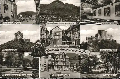 Annweiler Trifels Rathaus Asselstein Kuranlagen Markt Muehlrad Burgendreifaltigkeit Hohenstaufensaal Reichsburg Jugendheim / Annweiler am Trifels /Suedliche Weinstrasse LKR