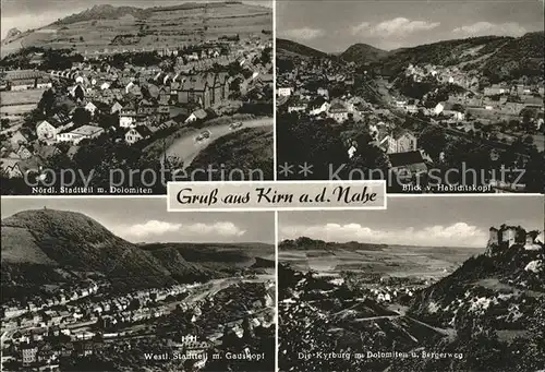 Kirn Nahe Stadtteil mit Dolomiten Kyrburg Blick vom Habichtskopf Gauskopf Kat. Kirn