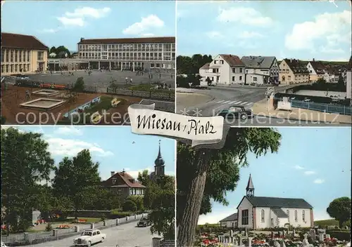 Miesau Schule Strassenpartie Kirche Friedhof Kat. Bruchmuehlbach Miesau