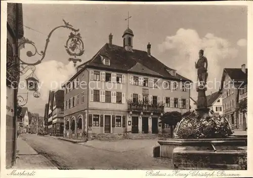 Murrhardt Rathaus Herzog Christoph Brunnen Kupfertiefdruck Kat. Murrhardt