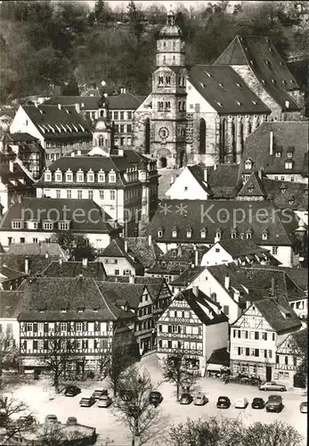 Schwaebisch Hall Mittelalterlicher Stadtkern Haalplatz Rathaus Michaeliskirche Fachwerk Kat. Schwaebisch Hall