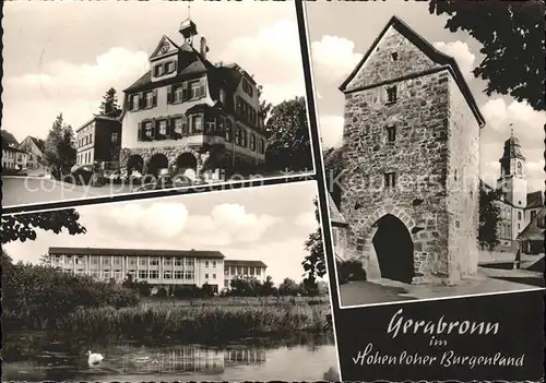 Gerabronn Wuerttemberg Rathaus Stadttor Uferpartie am Fluss Ente / Gerabronn /Schwaebisch Hall LKR