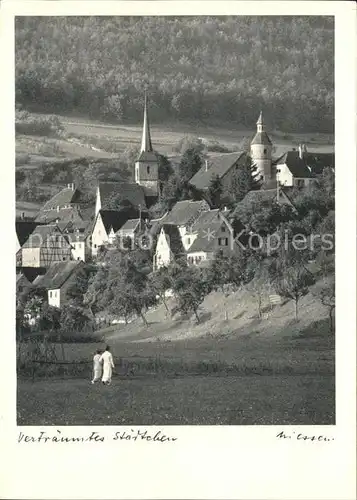 Braunsbach Wuerttemberg Ortsansicht mit Kirche Kat. Braunsbach