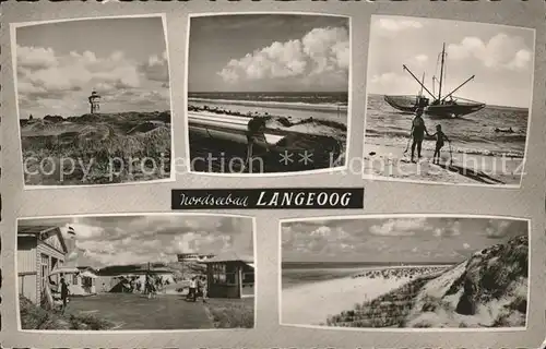 Langeoog Nordseebad Leuchtturm Fischkutter Dorfpartie Strand Kat. Langeoog