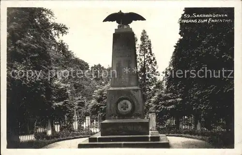 Saarbruecken Eingang zum Ehrenthal Kat. Saarbruecken